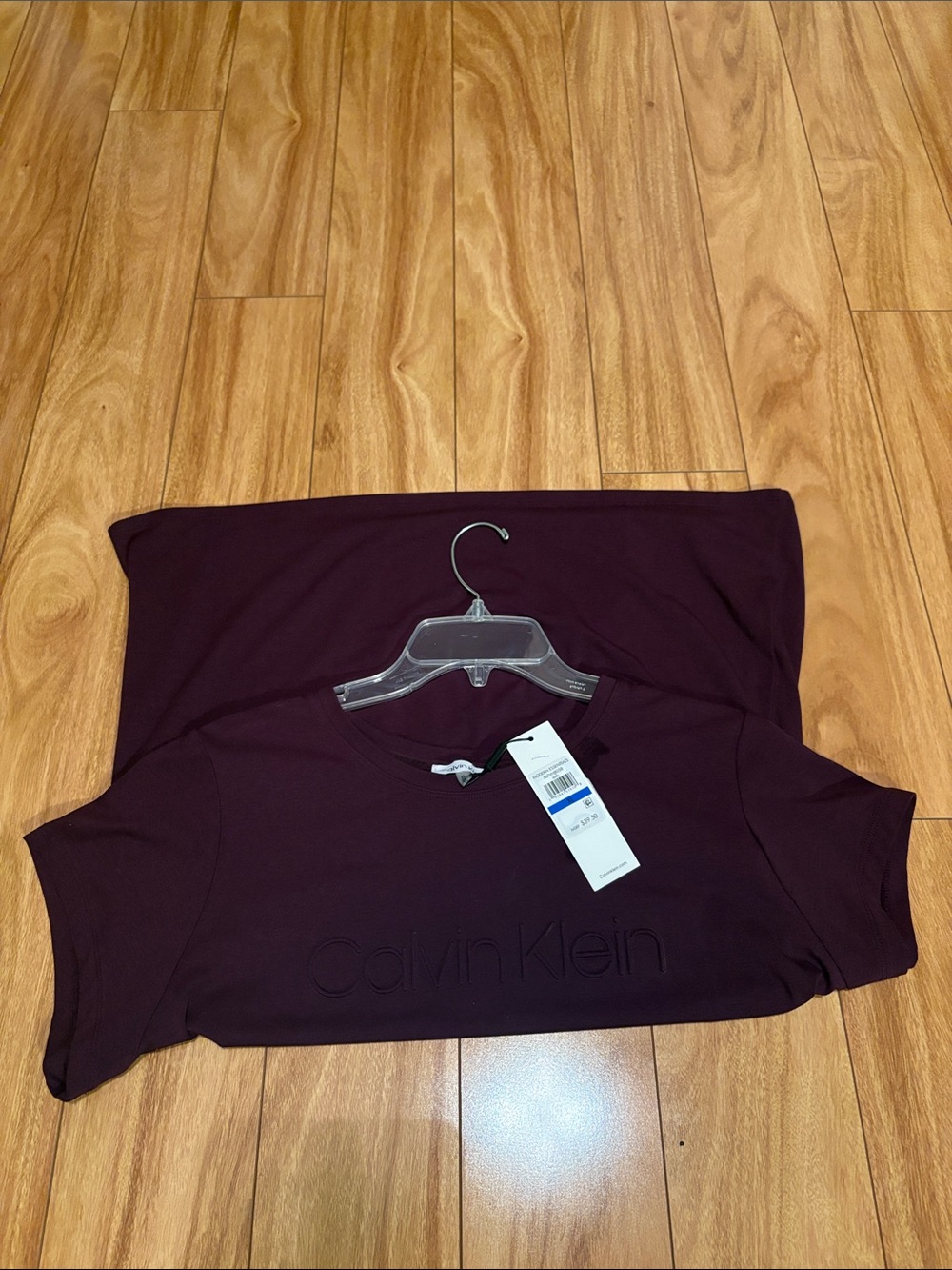 NWT Calvin Klein burgundy/purple logo tee, XL, cotton/modal/spandex, stretch - Picture 9 of 9